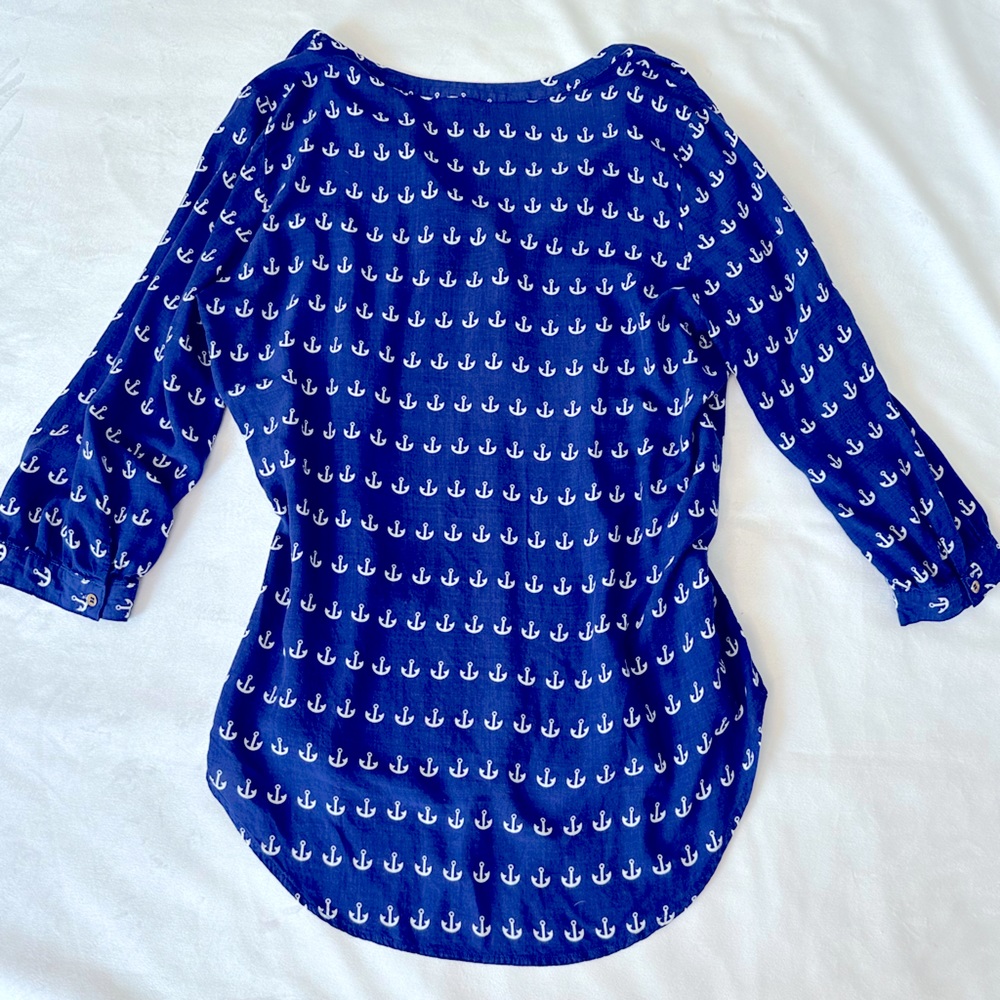 Grand & Greene Navy Anchor Henley V-neck Tunic Size L‎ - Picture 5 of 10